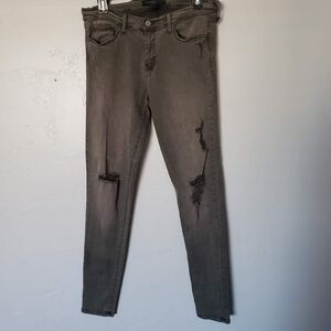 Flying Monkey Women's 30 Olive Green Distressed Denim Skinny Jeans